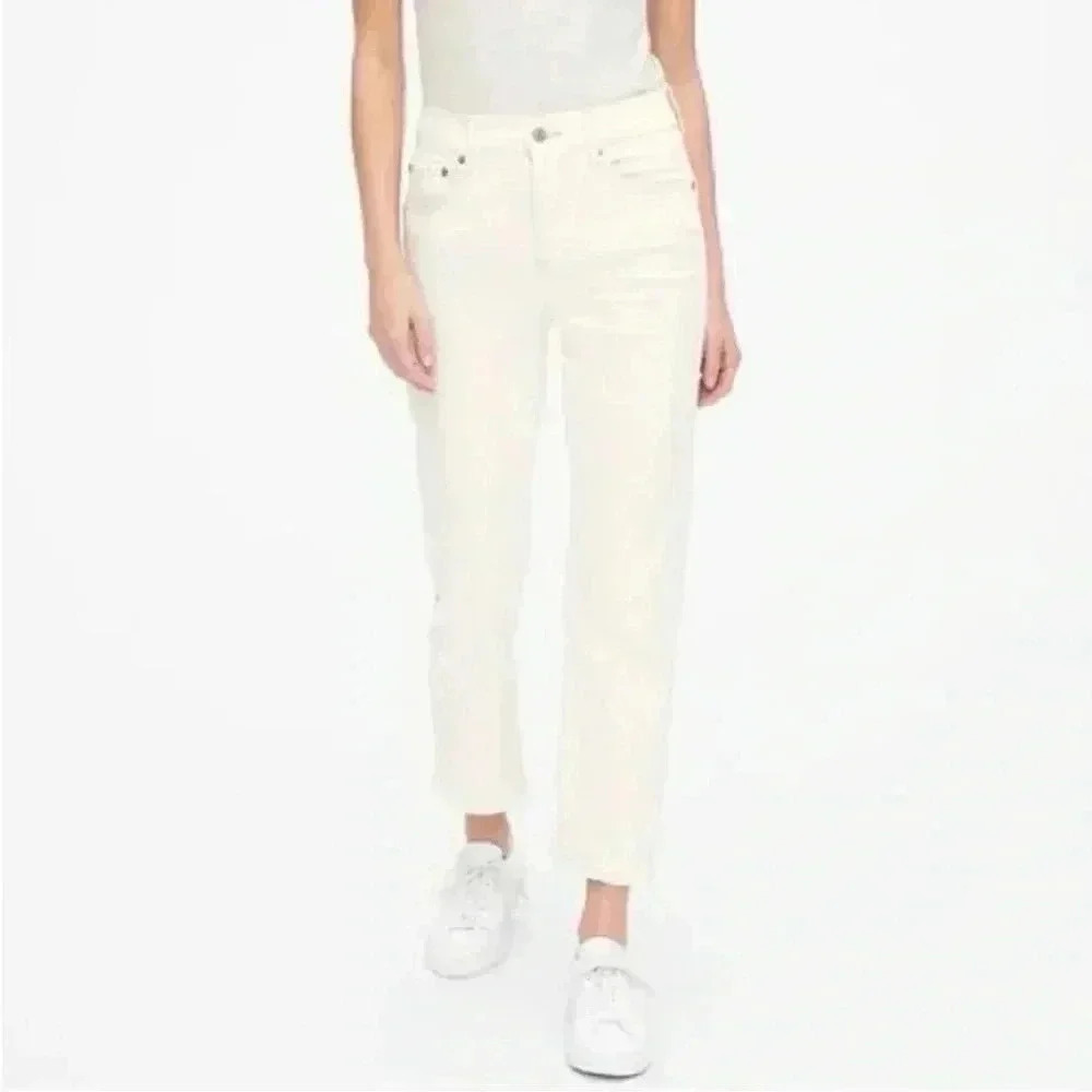 Gap Cheeky Straight Leg Jeans High  Rise Ankle Cropped Denim Off White Size 25
